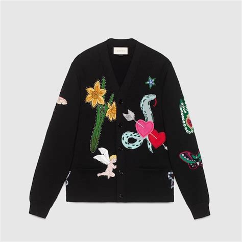 gucci men chamel jumper|Gucci cardigan sweaters for men.